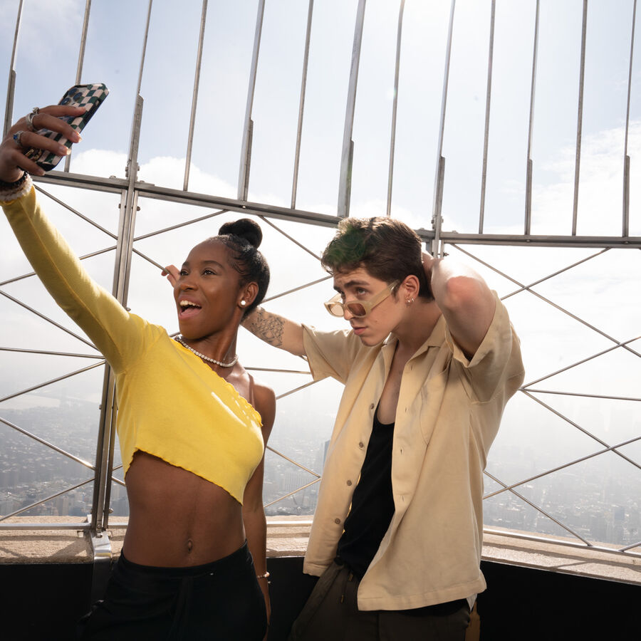 Friends pose for a photo on the 86th Floor Observatory